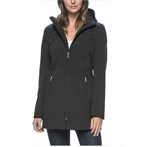 ANDREW MARC DARK GREEN LONG SLEEVE SOFT SHELL COAT ZIP FRONT JACKET SIZE SMALL